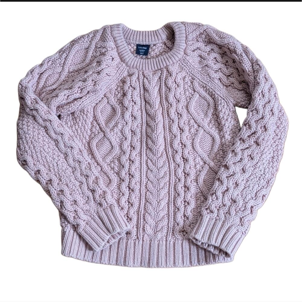 Gap Girls 5 Light Pink Fisherman Cable Knit Heavyweight Pullover Sweater